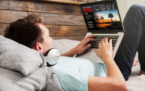 A man working on his laptop